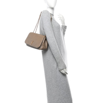 SAINT LAURENT Lambskin Matelasse Monogram Small Jamie 4.3 Taupe
