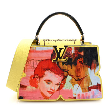 LOUIS VUITTON Taurillon Embroidered Tenderness Capucines MM Yellow Multicolor