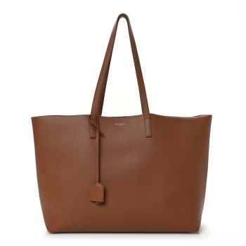 SAINT LAURENT Calfskin Large Shopping Tote Old Brandy