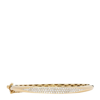 PARKER & WEST 18K Yellow Gold Diamond .97ct Pave Bangle Bracelet M