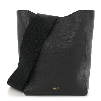 CELINE Soft Grained Calfskin Small Sangle Bucket Bag Black
