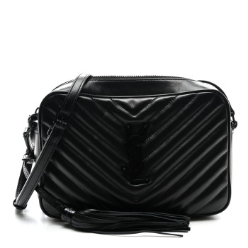 SAINT LAURENT Calfskin Matelasse Monogram Monochrome Lou Camera Bag Black