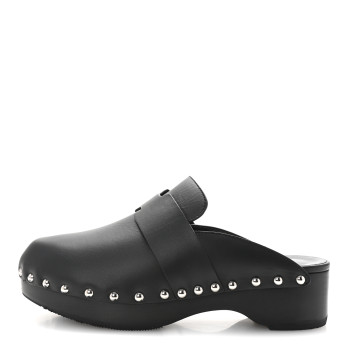HERMES Calfskin Calya Mules 35 Black