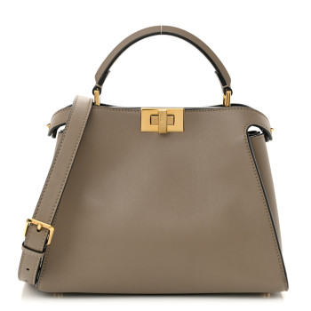 FENDI Tahiti Burro Medium Peekaboo Iconic Essentially Satchel Tortora Black