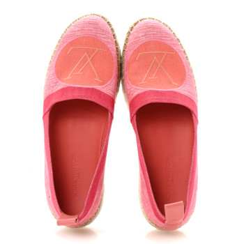 LOUIS VUITTON Canvas Blue Shore Espadrille Flats 36.5 Corail