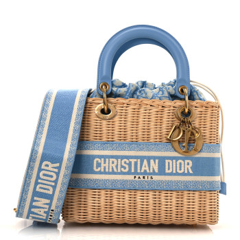 CHRISTIAN DIOR Wicker Oblique Medium Lady Dior Bag Cornflower Blue