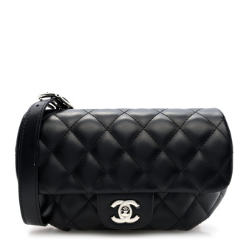 CHANEL Calfskin Quilted CC Uniform Flap Belt Bag Black