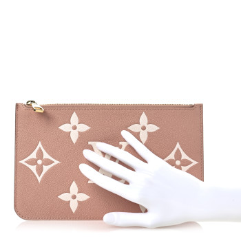 LOUIS VUITTON Empreinte Monogram Giant Neverfull MM Pochette Trianon Pink Cream