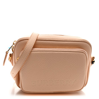 BURBERRY Grained Calfskin Small Camera Bag Peach Pink