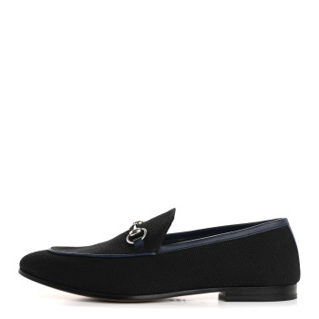 GUCCI Canvas Horsebit Mens Jordaan Loafers 10.5 Black Blue Agata