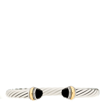 DAVID YURMAN Sterling Silver 14K Yellow Gold Black Onyx 7mm Cable Classics Bracelet