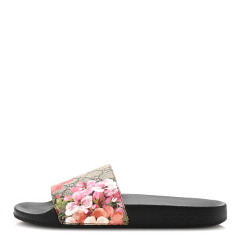 GUCCI GG Supreme Monogram Blooms Slide Sandals 41 Beige Multicolor