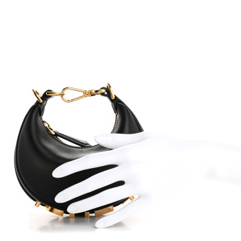 FENDI Vitello Grace Matte Nano Fendigraphy Hobo Charm Black