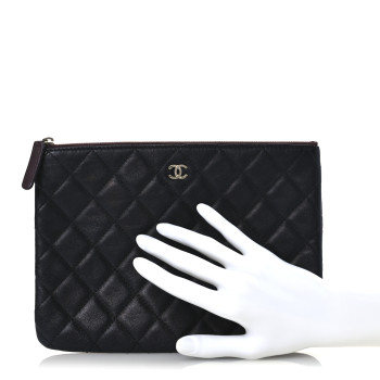 CHANEL Lambskin Quilted Medium Cosmetic Case Black