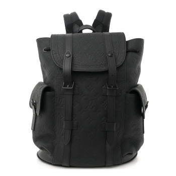 LOUIS VUITTON Taurillon Monogram Christopher MM Backpack Black