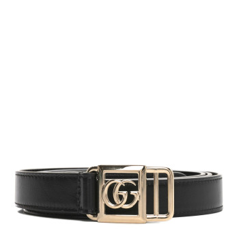 GUCCI Calfskin Double G Buckle 20mm Belt 85 34 Black