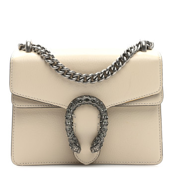 GUCCI Textured Calfskin Crystal Mini Dionysus Shoulder Bag Mystic White