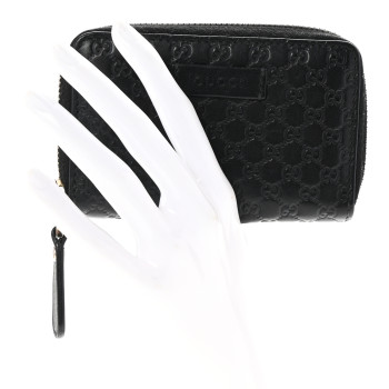 GUCCI Microguccissima Zip Around Card Case Black
