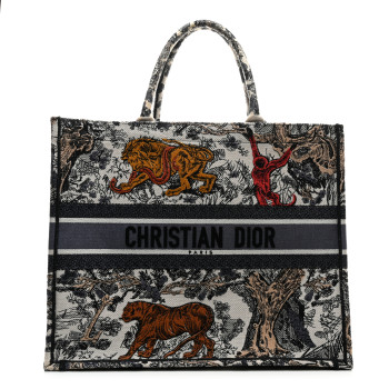 CHRISTIAN DIOR Canvas Embroidered Large Dioriviera Toile De Jouy Book Tote Multicolor