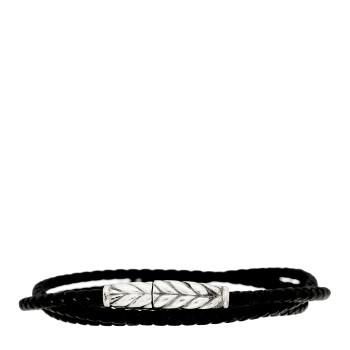 DAVID YURMAN Sterling Silver Leather Mens Chevron Triple-Wrap Bracelet Black