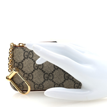 GUCCI GG Supreme Monogram Key Case Beige Ebony Cuir