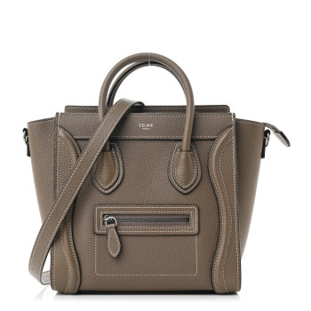 CELINE Drummed Calfskin Nano Luggage Souris