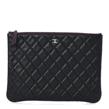 CHANEL Caviar Quilted Medium Cosmetic Case Black
