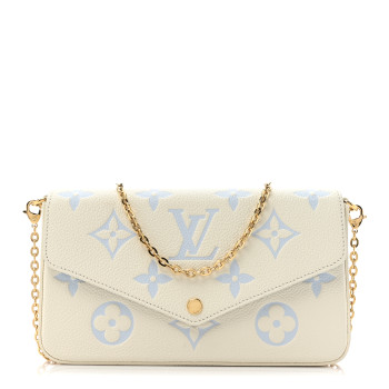 LOUIS VUITTON Empreinte Monogram Giant By The Pool Felicie Pochette Chain Wallet Latte Candy Blue