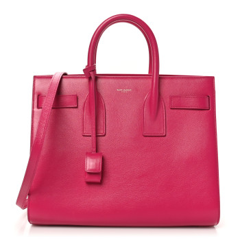 SAINT LAURENT Calfskin Small Sac De Jour Lipstick Fuchsia