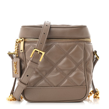 SAINT LAURENT Grain de Poudre Quilted 80's Vanity Bag Dark Beige