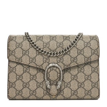 GUCCI GG Supreme Monogram Mini Dionysus Chain Wallet Beige Taupe