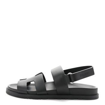 HERMES Calfskin Womens Genius Sandals 38.5 Black