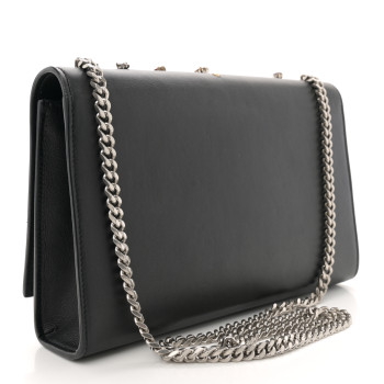 SAINT LAURENT Calfskin Embellished Medium Monogram Kate Satchel Black