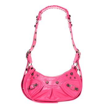 BALENCIAGA Agneau Arena Le Cagole Shoulder Bag XS Hot Pink