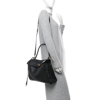 BALENCIAGA Natural Smooth Calfskin Medium Rodeo Top Handle Handbag Black