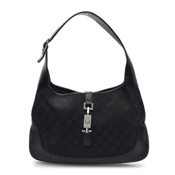 GUCCI Monogram Small Jackie O Hobo Black