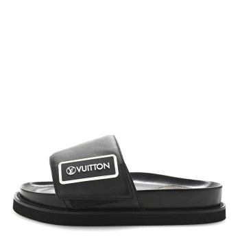 LOUIS VUITTON Calfskin Womens Pool Pillow Sunset Mules 38 Black