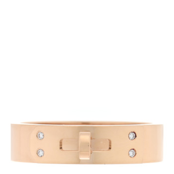 HERMES 18K Rose Gold Diamond PM Kelly Ring 55 7.25