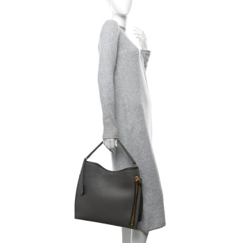 TOM FORD Pebbled Calfskin Small Alix Padlock Zip Hobo Bag Grey
