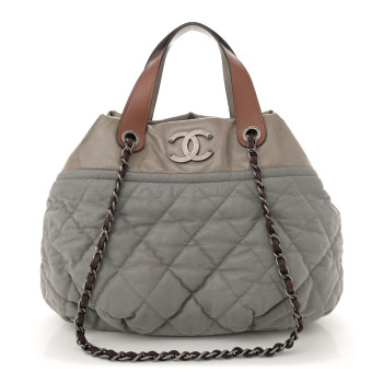 CHANEL Iridescent Calfskin Quilted Small In The Mix Tote Grey