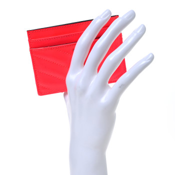 SAINT LAURENT Patent Grain De Poudre Matelasse Chevron Monogram Credit Card Case Neon Pink