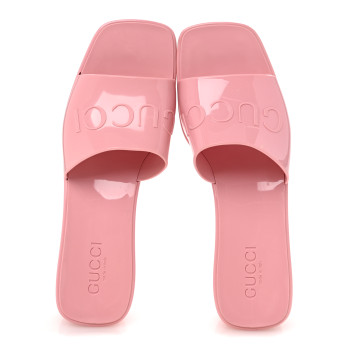 GUCCI Rubber Gucci Logo Womens Platform 20/60mm Slide Sandals 39 Wild Rose