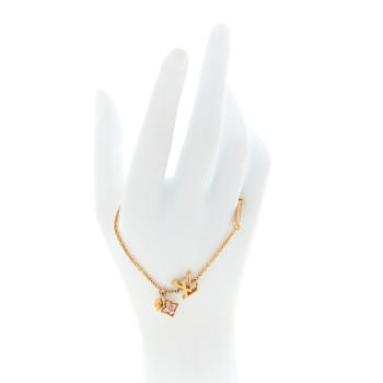 LOUIS VUITTON Metal Crystal Loulougram Bracelet Gold