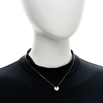 CARTIER 18K Yellow Gold Diamond Mother of Pearl XS Amulette de Cartier Pendant Necklace