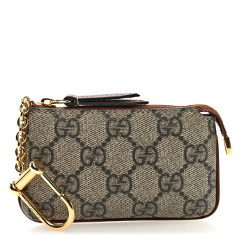 GUCCI GG Supreme Monogram Key Case Beige Ebony Cuir