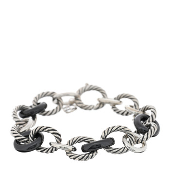 DAVID YURMAN Sterling Silver Ceramic 13mm Large Oval Link Bracelet Black