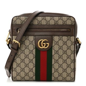 GUCCI GG Supreme Monogram Web Small Ophidia Messenger Bag Brown