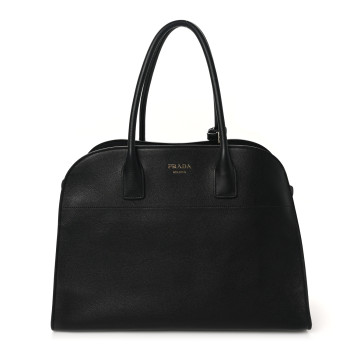 PRADA Soft Grain Calfskin Large Tote Bag Black