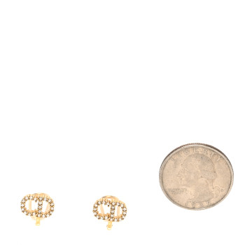 CHRISTIAN DIOR Crystal Clair D Lune Clip On Earrings Gold