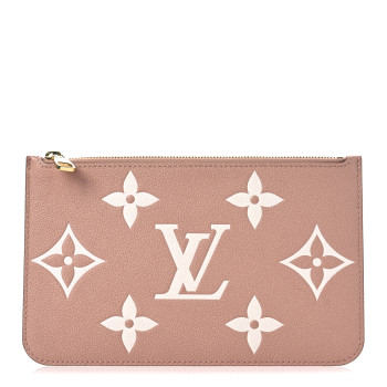 LOUIS VUITTON Empreinte Monogram Giant Neverfull MM Pochette Trianon Pink Cream